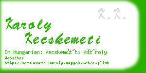karoly kecskemeti business card